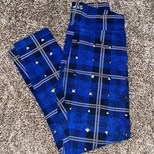 Justice Leggings plaid embellished sz 8